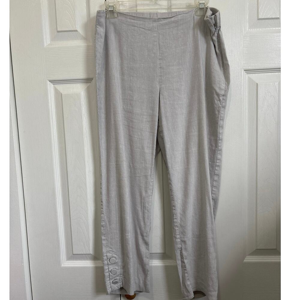 J Jill Gray Stretch Linen Button Ankle Pants Size Medium